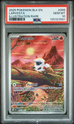 2025 Pokemon English Black Bolt - Larvesta 099/086 IR - PSA 10 Very Low Pop - Image 1