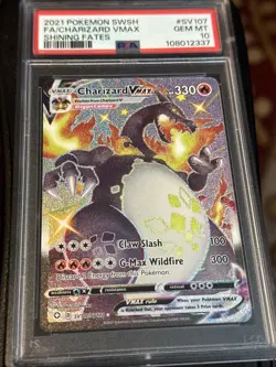 2021 Pokemon SWSH Shining Fates Charizard VMAX #SV107 PSA 10 Gem Mint - Image 2