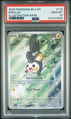 PSA 10 GEM MINT - Pokemon TCG - Emolga - 112/086 - Black Bolt English LowPop - Image 1