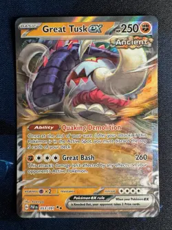 Pokemon TCG Great Tusk EX 53/91 Paldean Fates Double Rare Fresh Pull NM/M - Image 1