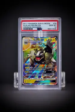 2017 Pokemon SM Crimson Invasion Alolan Golem GX 34 PSA 10 - Image 1