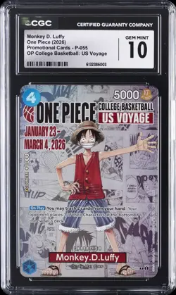2026 ONE PIECE PROMOS CARDS COLLEGE BASKETBALL MONKEY D. LUFFY CGC 10 GEM MINT - Image 1