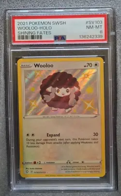 POKEMON CARD WOOLOO HOLO RARE SV103 SHINING FATES 103 #SV103 #103 GRADED PSA 8 - Image 1