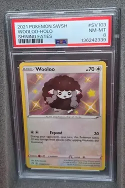 POKEMON CARD WOOLOO HOLO RARE SV103 SHINING FATES 103 #SV103 #103 GRADED PSA 8 - Image 2