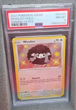 POKEMON CARD WOOLOO HOLO RARE SV103 SHINING FATES 103 #SV103 #103 GRADED PSA 8 - Image 3