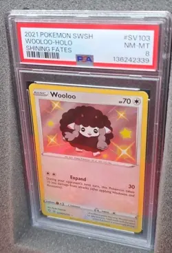 POKEMON CARD WOOLOO HOLO RARE SV103 SHINING FATES 103 #SV103 #103 GRADED PSA 8 - Image 4