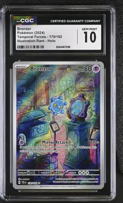 CGC 10 Bronzor 170/162 Illustration Rare Temporal Forces Pokemon Card - Image 1