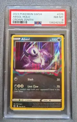 POKEMON CARD ABSOL HOLO RARE 76 SWSH CROWN ZENITH #76 GRADED PSA 8 - Image 1