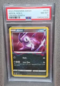 POKEMON CARD ABSOL HOLO RARE 76 SWSH CROWN ZENITH #76 GRADED PSA 8 - Image 2