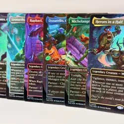 MTG Secret Lair x TMNT Ninja Turtles Foil Set (6x) M0001-M0006 Borderless - Image 1