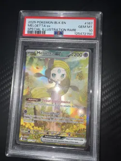 Pokemon Black Bolt Meloetta EX 167/086 Special Illustration Rare PSA 10 - Image 1