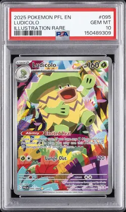 2025 POKEMON PFL EN-PHANTASMAL FLAMES ILLUSTRATION RARE #095 LUDICOLO PSA 10 - Image 1