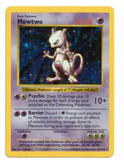 Pokemon Card: Mewtwo HOLO 10/102 Shadowless Base Set Vintage Rare! GD - Image 1