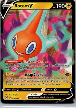 Pokemon TCG Rotom V 58/196 Lost Origin NM - Image 1