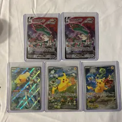5 Card Pokemon Lot 2 Big Rayquaza, Misty’s Psyduck And 2 Pikachu Promos - Image 1