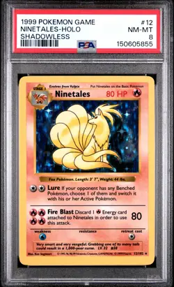 1999 POKEMON BASE SET SHADOWLESS #12 NINETALES-HOLO PSA 8 - Image 1