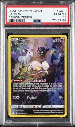 2023 POKEMON SWORD & SHIELD CROWN ZENITH #GG10 FULL ART/MEW PSA 10 - Image 1