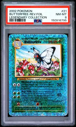 2002 POKEMON LEGENDARY COLLECTION #21 BUTTERFREE-REVERSE FOIL PSA 8 - Image 1