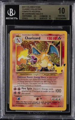 2021 POKEMON CELEBRATIONS CLASSIC COLLECTION CONFETTI H CHARIZARD HOLO R BGS 10 - Image 1