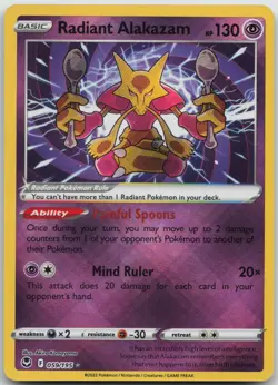 Radiant Alakazam 059/195 Radiant Rare Silver Tempest Pokemon Near Mint - Image 1