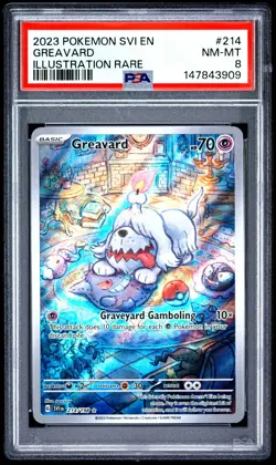 2023 POKEMON SVI EN-SCARLET & VIOLET ILLUSTRATION RARE #214 GREAVARD PSA 8 - Image 1