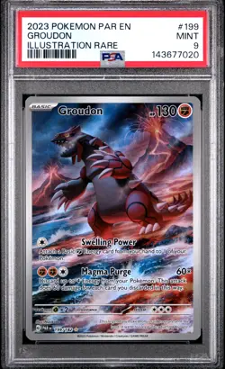 2023 POKEMON PAR EN-PARADOX RIFT ILLUSTRATION RARE #199 GROUDON PSA 9 - Image 1