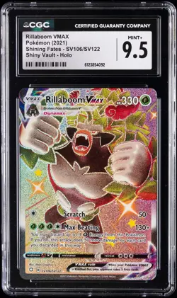 2021 POKEMON SHINING FATES SHINY VAULT HOLO #SV106/SV122 RILLABOOM VMAX CGC 9.5 - Image 1