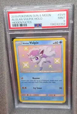 POKEMON CARD ALOLAN VULPIX HOLO RARE SV8 HIDDEN FATES #SV8 #8 GRADED PSA 9 MINT - Image 2