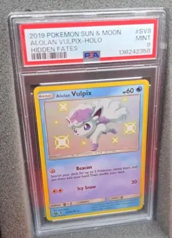 POKEMON CARD ALOLAN VULPIX HOLO RARE SV8 HIDDEN FATES #SV8 #8 GRADED PSA 9 MINT - Image 3