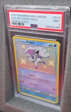 POKEMON CARD ALOLAN VULPIX HOLO RARE SV8 HIDDEN FATES #SV8 #8 GRADED PSA 9 MINT - Image 4