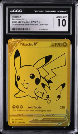 2021 POKEMON ULTRA-PREMIUM COLLECTION #SWSH145 PIKACHU V CGC 10 GEM MINT - Image 1