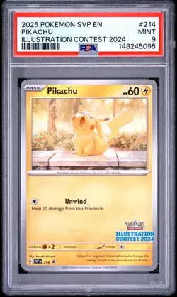 2025 POKEMON SVP EN-SV BLACK STAR PROMO ILLUSTRATION CONTEST 2024 PIKACHU PSA 9 - Image 1