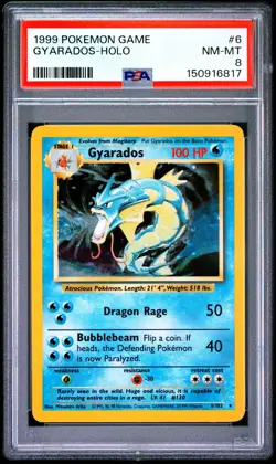 1999 POKEMON BASE SET UNLIMITED #6 GYARADOS-HOLO PSA 8 - Image 1