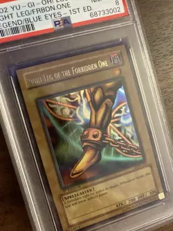 Yugioh !WAVY!PSA 8 1st Ed Right Leg Of The Forbidden One EXODIA Limited Rare - Image 2