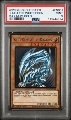 2020 YU-GI-OH! MAXIMUM GOLD 1ST EDITION #EN001 BLUE-EYES WHITE DRAGON PSA 9 - Image 1