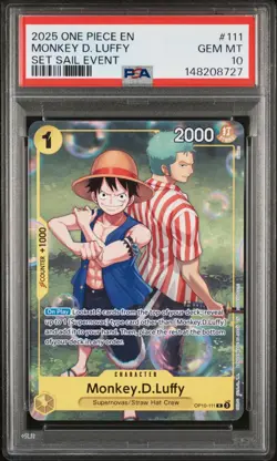 One Piece OP10 111 Monkey D. Luffy Set Sail Event Promo PSA 10 Gem Mint - Image 1