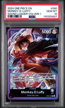 2024 ONE PIECE PROMOS SOUND LOADER VOLUME.1 #060 MONKEY D. LUFFY PSA 10 - Image 1