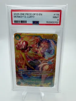 2025 One Piece Monkey D. Luffy OP13-118 PSA 9 English Mint CARRYING ON HIS WILL - Image 1