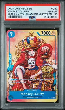 2024 ONE PIECE PROMOS 2ND ANNIVERSARY TOURNAMENT MONKEY D. LUFFY PSA 10 - Image 1