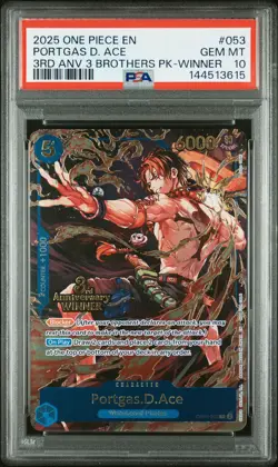 2025 ONE PIECE 3RD ANNIVERSARY TOURNAMENT 3 BROTHERS PACK PORTGAS D. ACE PSA 10 - Image 1