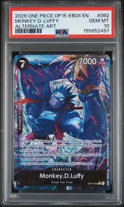 2026 ONE PIECE OP15-EB04-ADVENTURE ON KAMI'S ISLAND #092 MONKEY D. LUFFY PSA 10 - Image 1
