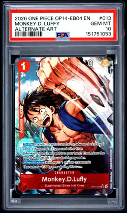 2026 ONE PIECE OP14-EB04-THE AZURE SEA'S SEVEN #013 MONKEY D. LUFFY PSA 10 - Image 1
