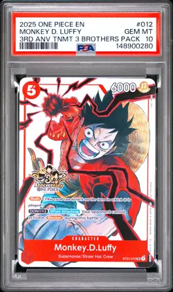 2025 ONE PIECE 3RD ANNIVERSARY TOURNAMENT 3 BROTHERS PACK MONKEY D. LUFFY PSA 10 - Image 1
