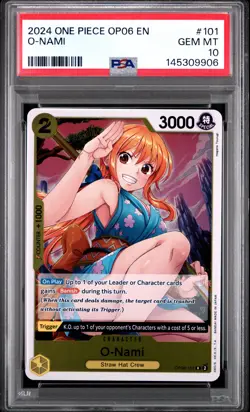2024 ONE PIECE OP06-WINGS OF THE CAPTAIN #101 O-NAMI PSA 10 - Image 1