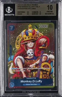 2022-24 ONE PIECE PROMOS CONVENTION EXCLUSIVE #P043 MONKEY.D.LUFFY FOIL P BGS 10 - Image 1