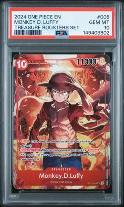 2024 ONE PIECE PROMOS TREASURE BOOSTERS SET #006 MONKEY D. LUFFY PSA 10 - Image 1