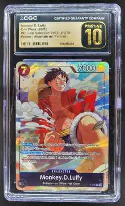 2025 ONE PIECE MONKEY D. LUFFY PROMO ALT ART P-075 CGC 10 PRISTINE I PT - Image 1