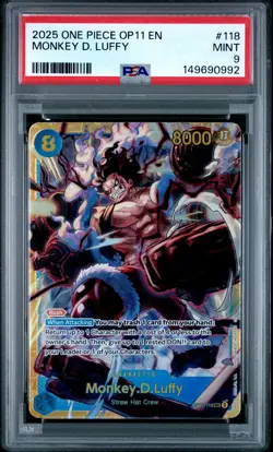 2025 ONE PIECE OP11-A FIST OF DIVINE SPEED #118 MONKEY D. LUFFY PSA 9 - Image 1