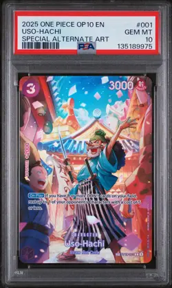 2025 ONE PIECE OP10-ROYAL BLOOD SPECIAL ALTERNATE ART #001 USO-HACHI PSA 10 - Image 1