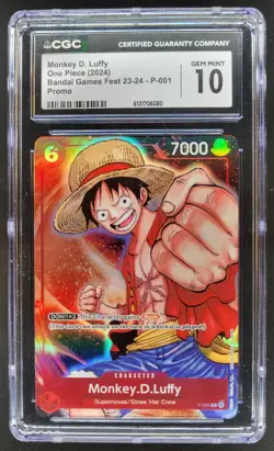2024 ONE PIECE MONKEY D. LUFFY BANDAI GAMES FEST PROMO P-001 CGC 10 I PT - Image 1